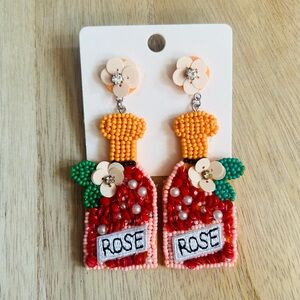 NEW Beaded & Sequined Rosé Bottle Earrings❤️